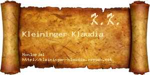 Kleininger Klaudia névjegykártya